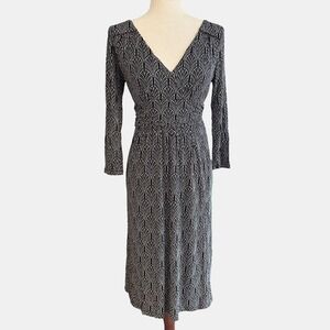 Anthropologie Maeve Galena Midi Dress Sz Small 2 4 Black White Jersey Knit